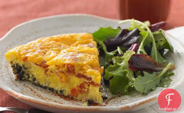 Riso selvatico, pancetta e frittata di cheddar