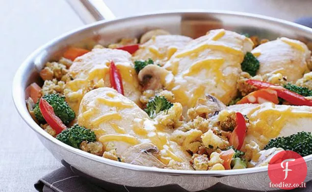 Cheddar pollo e verdure padella