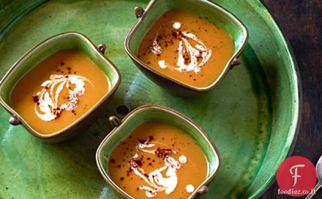 Zuppa di zucca invernale con Cile rosso e menta