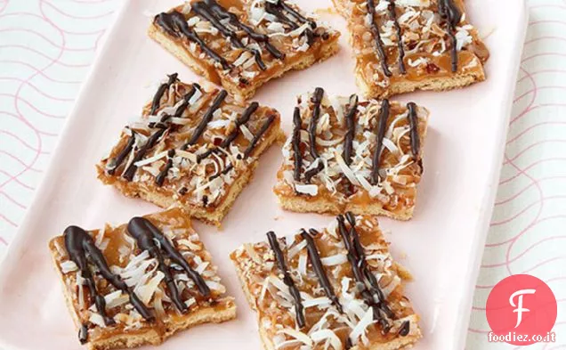 Barrette di biscotti al caramello e cioccolato