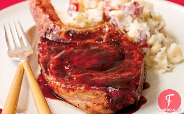 Braciole di maiale con Ancho Chile Rub e glassa di lamponi