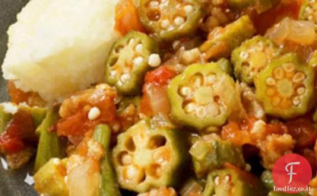 Ricetta di gombo e pomodori stufati