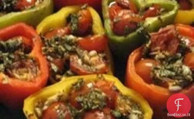Peperoni Arrostiti con Aglio, Basilico e Pomodori