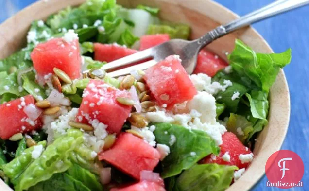 Insalata di anguria, Feta e pepita con vinaigrette al lime dolce