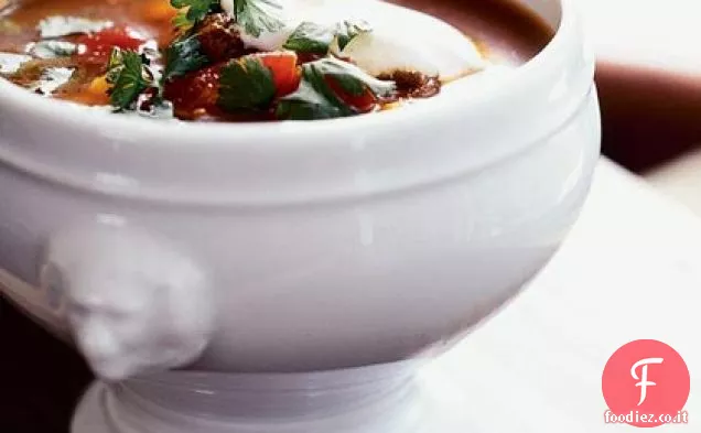 Manzo messicano e zuppa Hominy