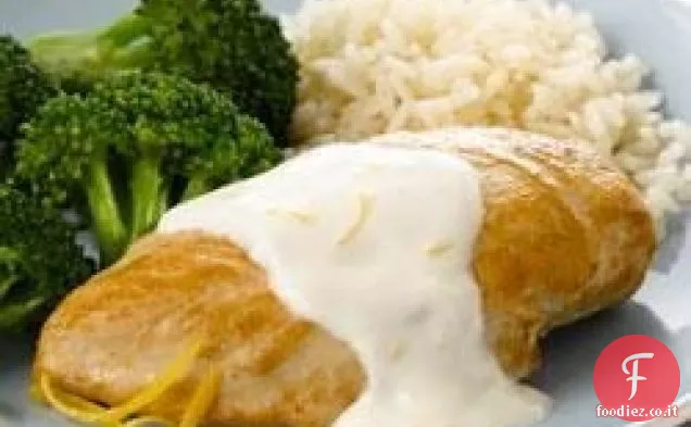Pollo con salsa cremosa al limone e riso