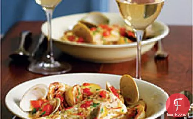 Merluzzo brasato con finocchio, patate e piccoli colli