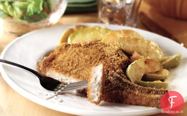 Braciola di maiale e casseruola di mele