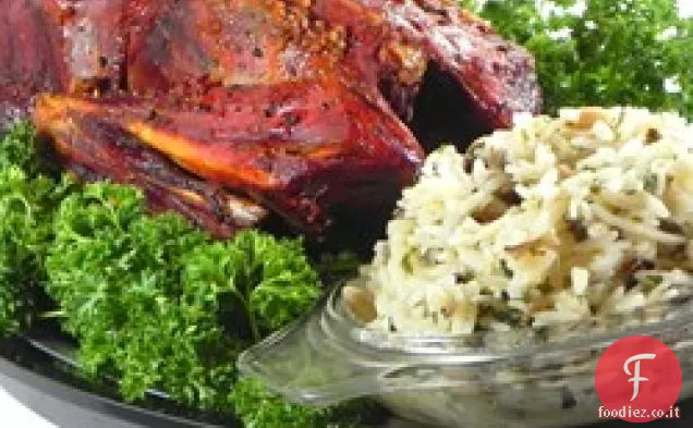 Buckshot anatra con ripieno di riso selvatico e marrone