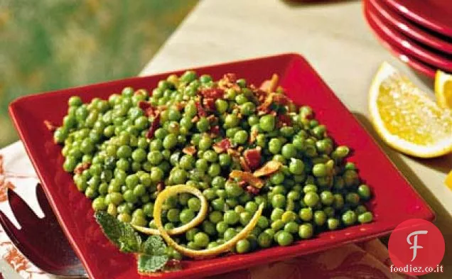 Piselli con pancetta croccante