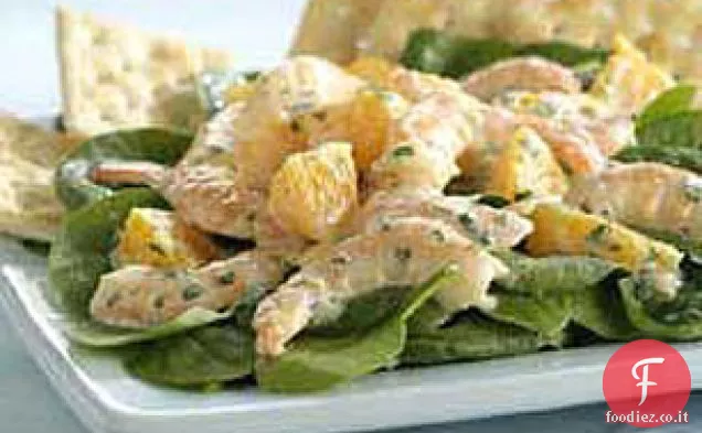 Insalata di gamberetti tropicali con salsa di lime