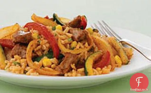 Maiale messicano con riso vegetale