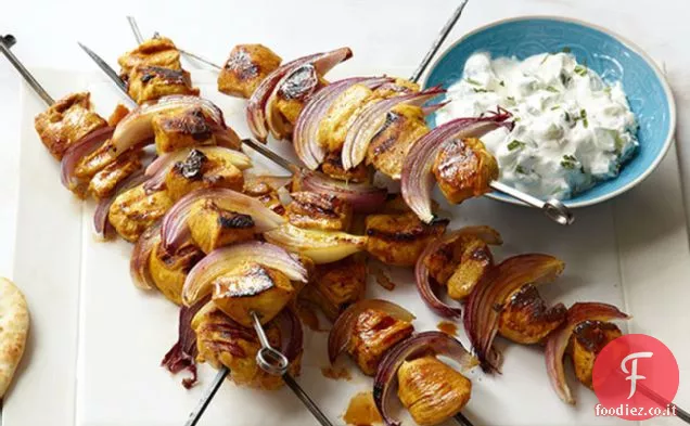 Indiano di ispirazione pollo Kabobs