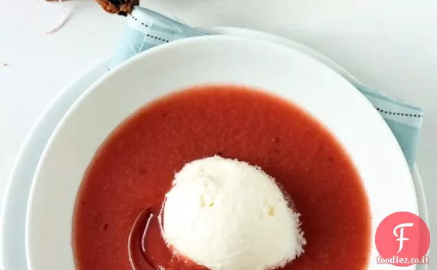 Zuppa di anguria con gelato di melissa