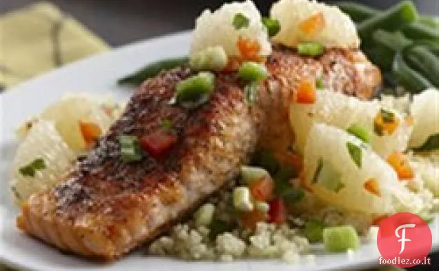 Salmone dolce e piccante con salsa di pompelmo