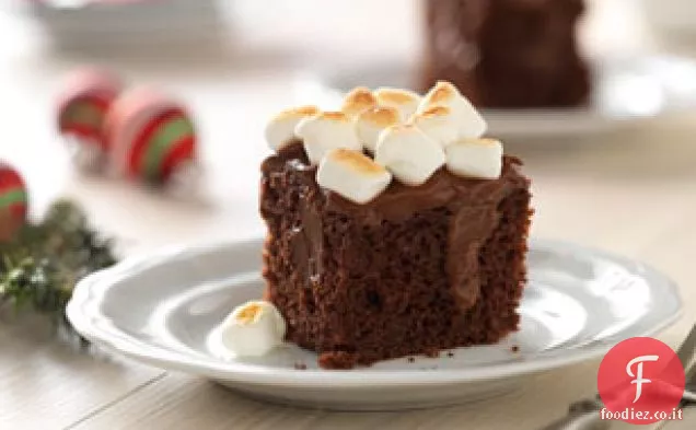 Marshmallow tostato-Torta al budino al cioccolato