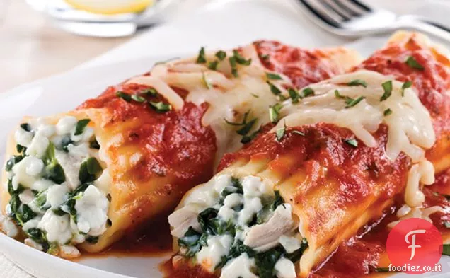 Manicotti di pollo, formaggio e spinaci