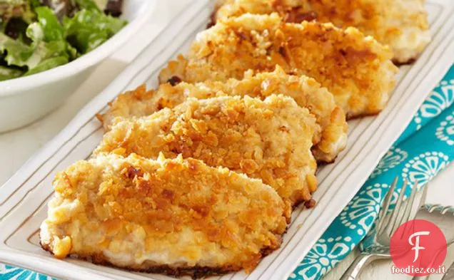 Braciole di maiale fritte impanate con verdure miste