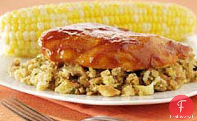 Pollo barbecue facile con cena ripieno