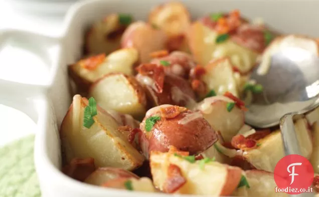 Patate rosse al forno con pancetta
