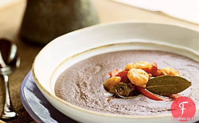 Bisque di fagioli neri con escabèche di scoglio