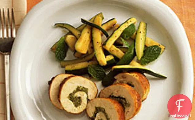 Petti di Pollo arrotolati con Pesto di mandorle e zucchine alla menta