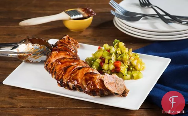 Filetto di maiale alla griglia con salsa di pomodoro verde