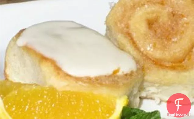 Involtini all'arancia della nonna con glassa di crema di formaggio all'arancia