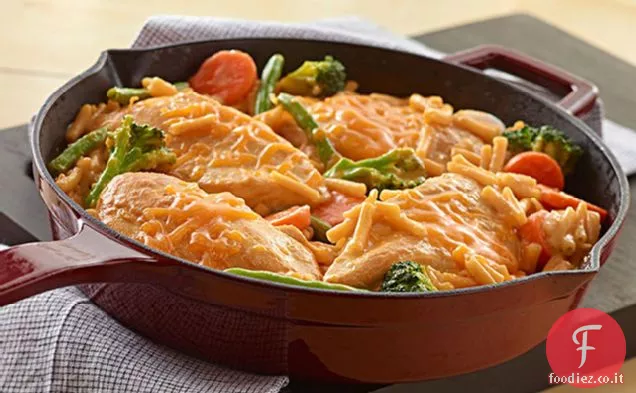 Pollo e tagliatelle extra-formaggio