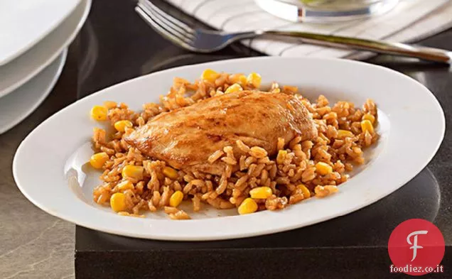 Cena di pollo e riso BBQ