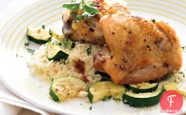 Cosce di Pollo arrosto con Zucchine e Couscous