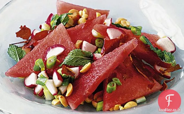 Insalata di anguria con Menta e Prosciutto croccante