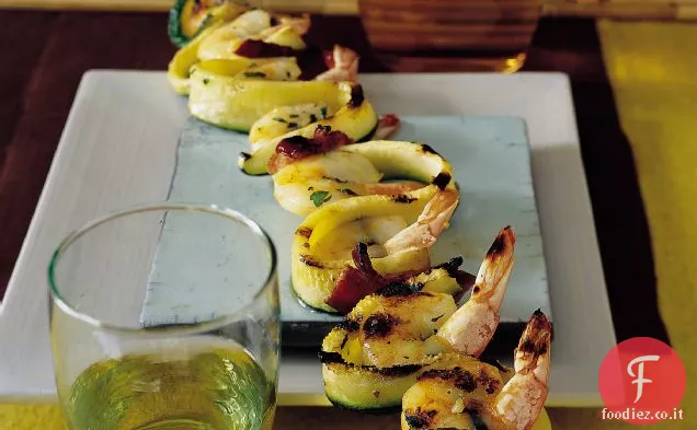 Zucchine-Gamberi avvolti con pancetta
