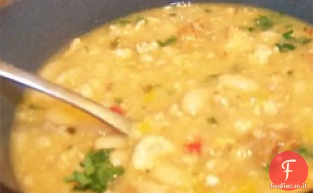 Fagioli bianchi, tacchino e salsiccia Chili