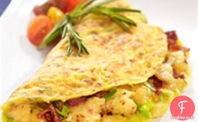 Frittata di pancetta, porro e patate