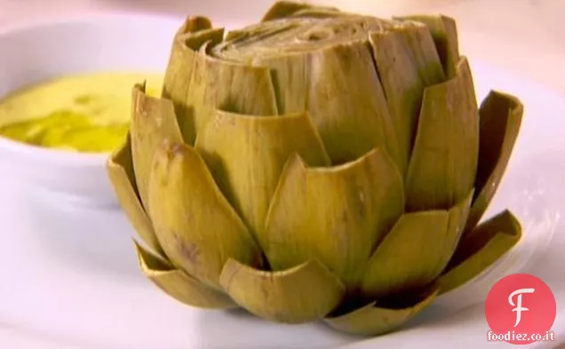 Carciofi al vapore con tuffo di Mandorle e Zafferano