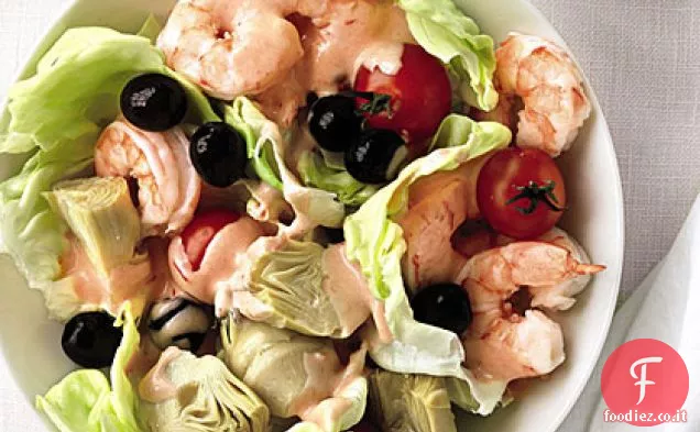 Insalata di gamberi, carciofi e olive