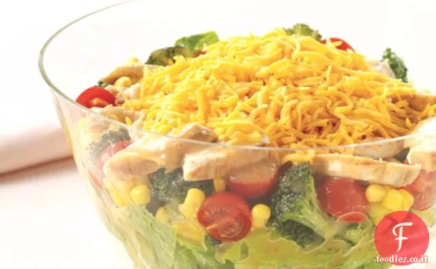 Insalata di verdure da giardino con pollo