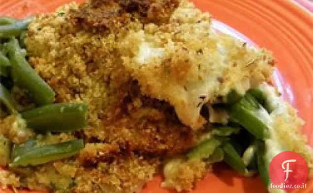 Piatto di fagioli verdi di formaggio