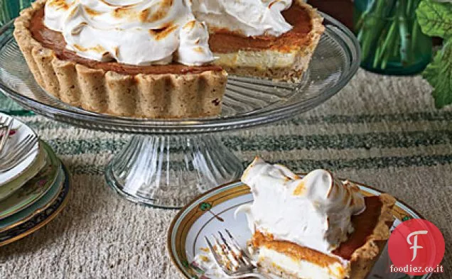 Torta di Cheesecake alla zucca con Meringa svizzera al miele