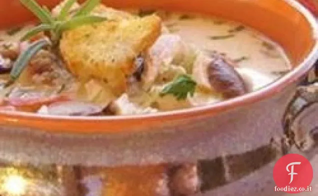 Riso selvatico e zuppa di pollo