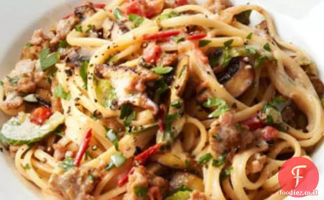 Linguine con Salsiccia e Funghi
