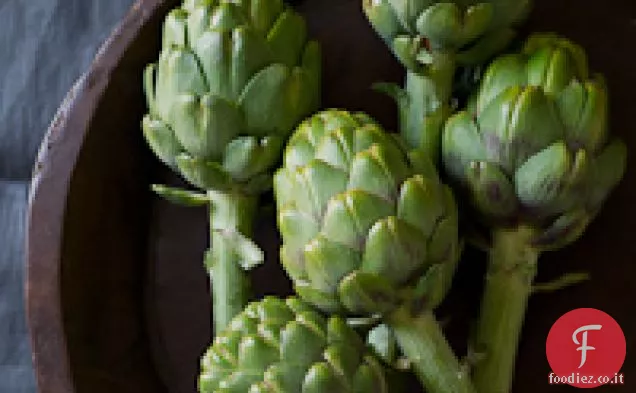 Carciofi e Gambi alla griglia con Burro di Dragoncello all'aglio