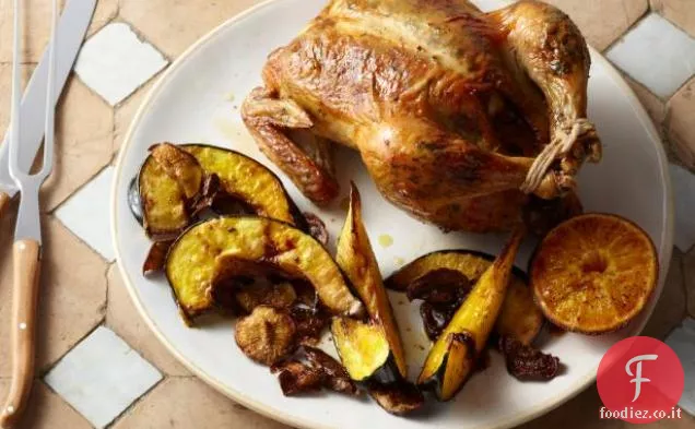 Aglio arrosto e pollo arrosto all'arancia