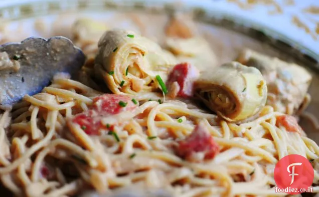 Spaghetti con Cuori di Carciofo e Pomodori