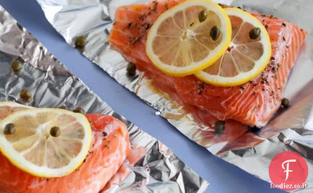 Salmone con Limone, Capperi e Rosmarino