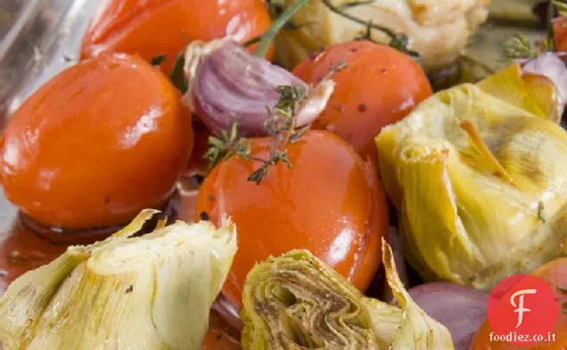 Carciofi Arrosto con Pomodoro e Aglio