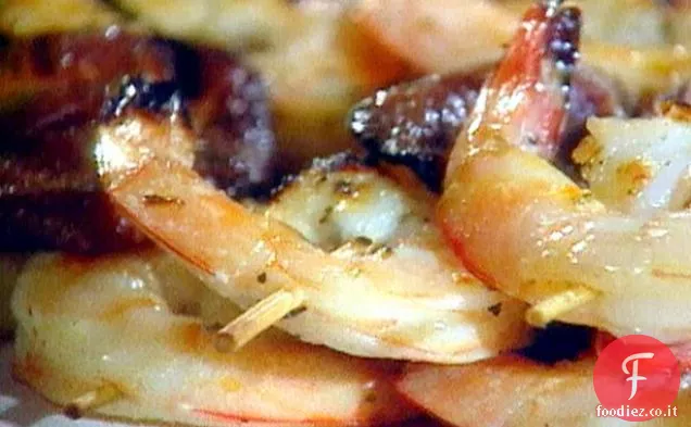Kebab di gamberetti e Shiitake
