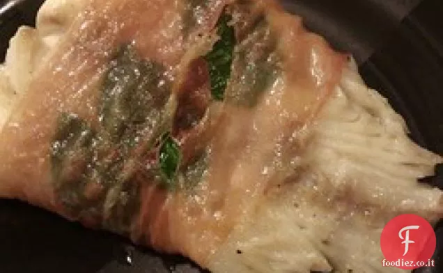 Halibut avvolto in basilico e prosciutto