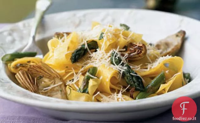 Pappardelle al Limone, Carciofi e Asparagi